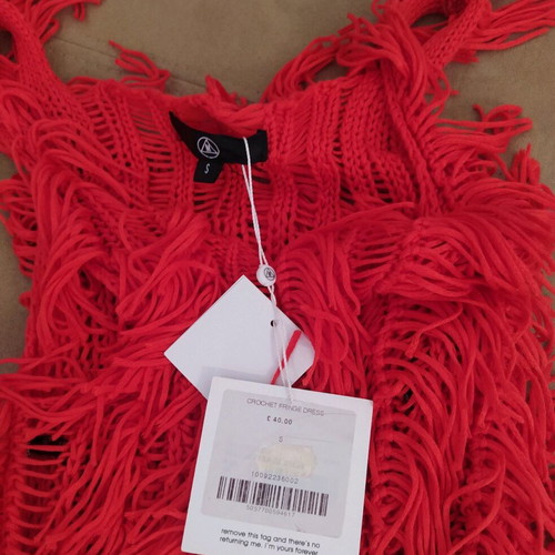 Misguided crochet fringe dress new, size S, red