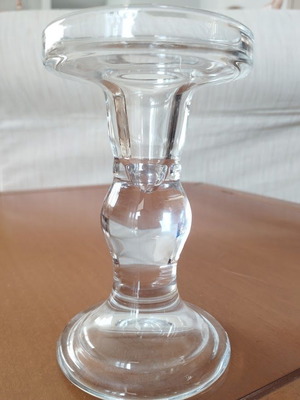 Classic Tall Glass Candlestick 14cm new, double use