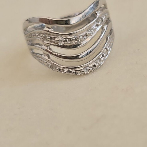 White gold 585 Cleopatra ring with zircon, size 56