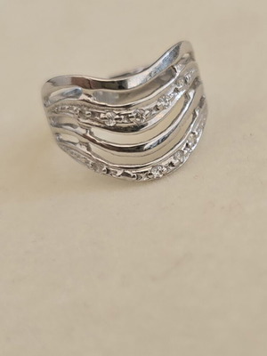 White gold 585 Cleopatra ring with zircon, size 56