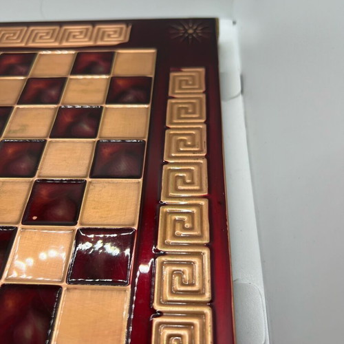 Vintage chessboard with enamel and bronze used