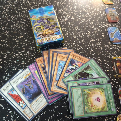 Yu-Gi-Oh! cards used with sleeves and extras pack