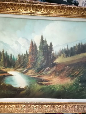 Маслена картина върху платно употребявана, стара, 100x50