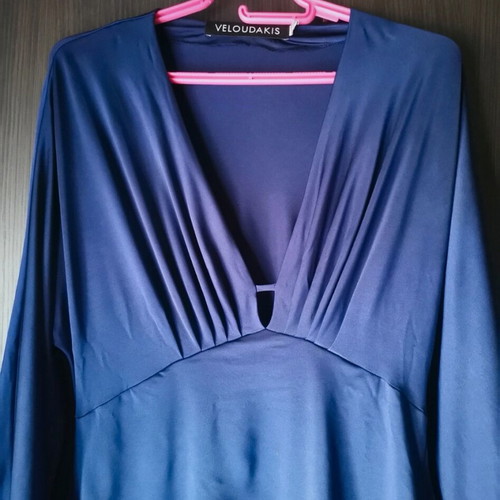 Women's blue dress like new, viscose fabric with satin