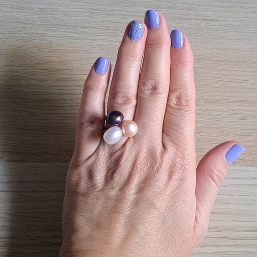 Apriati Ring No.54 Silver 925 with 3 Natural Pearls, like new