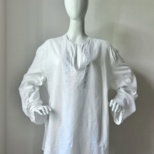 Thalassa Cotton Tunic with Light Blue Silk Embroidery new