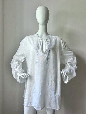 Thalassa Cotton Tunic with Light Blue Silk Embroidery new