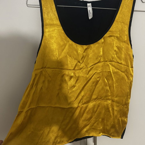 Silk top Mango medium like new, blue and yellow