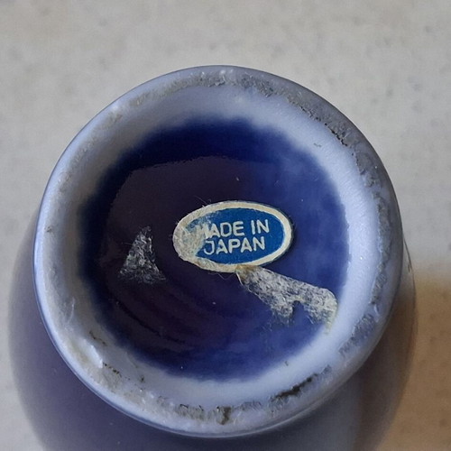 Japanese porcelain vase "Cobalt Blue" like new with gold details 10.5 cm