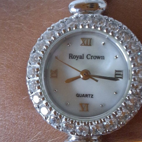 Royal Crown Quartz wristwatch, model 5266, bracelet style, white dial