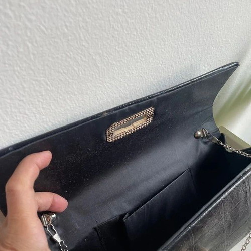 Clutch bag like new, black with chain strap for shoulder or hand