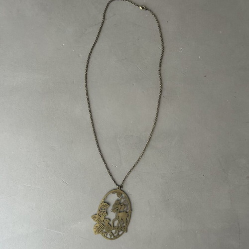 Long Bambi & Thumper Brass Necklace Disney Design like new