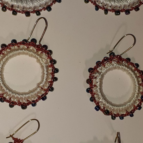 Handmade earrings pack of 4 pairs with silk thread and glass beads