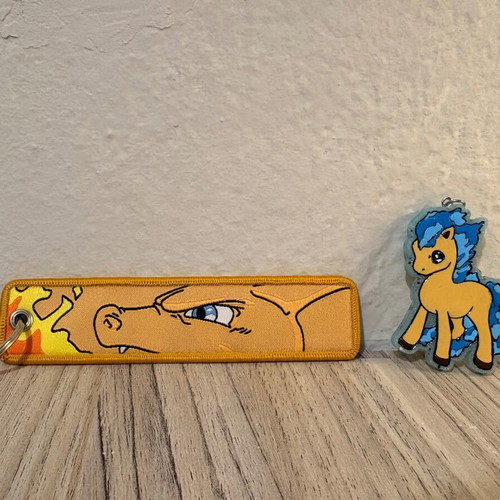 Pokemon Charizard and Shiny Ponyta keychains