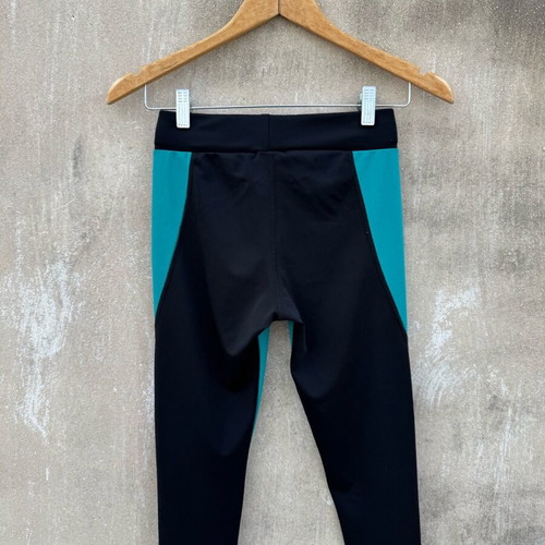 Legging Simart used with mesh panels, size S-M, black and turquoise
