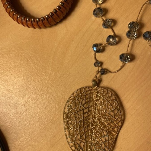 Boho set with long necklace and leather bracelet like new
