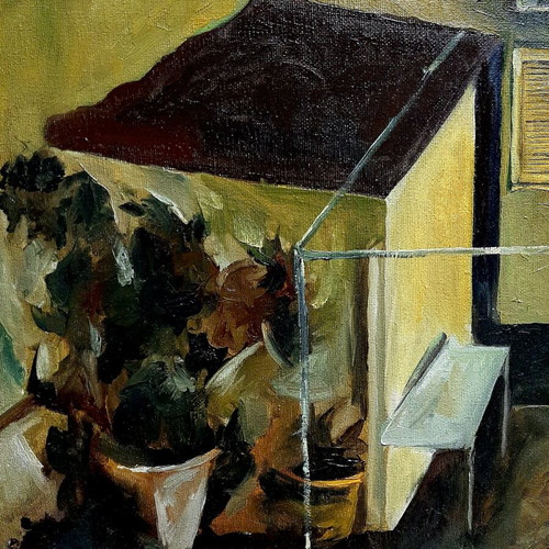 Oil painting urban landscape on canvas new, Vicky Baltzi