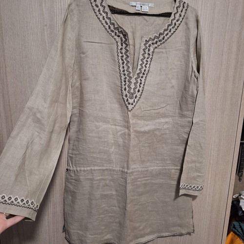 Zara Woman Beige Linen Tunic Kaftan Size M Like New