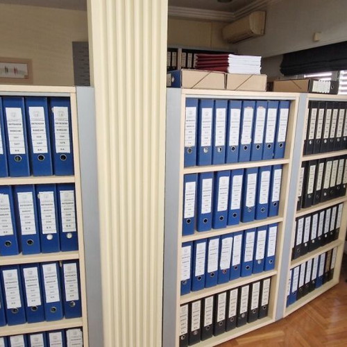 Office equipment used, 25 bookshelves and 11 desks