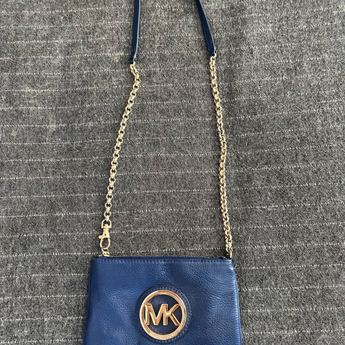 Τσαντάκι ώμου Michael Kors vintage μεταχειρισμένο, μπλε και χρυσαφί