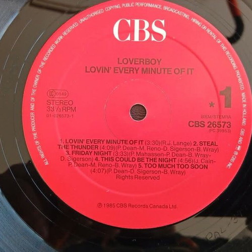 Loverboy Lovin Every Minute Of It LP used, rock