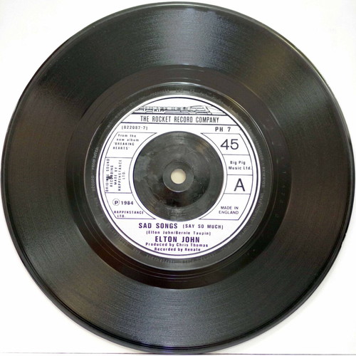 Elton John Sad Songs (Say So Much) & A Simple Man 7'' vinyl used, pop