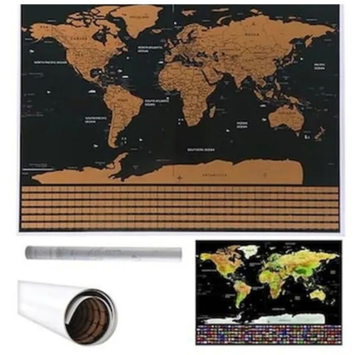 Scratch Map World black gold color 82x59 cm new