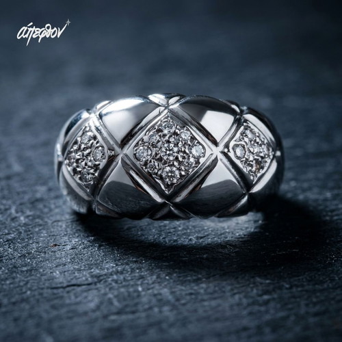 Domus 925 silver ring with white zircon, new