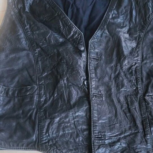 Genuine leather vest used, black, size L
