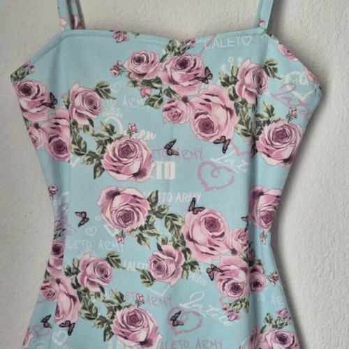 Floral Bodycon Dress Laleto Army turquoise with roses new