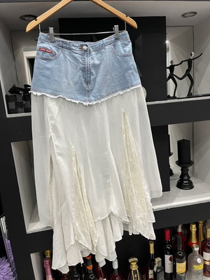Women's skirt used with denim and lace, size M