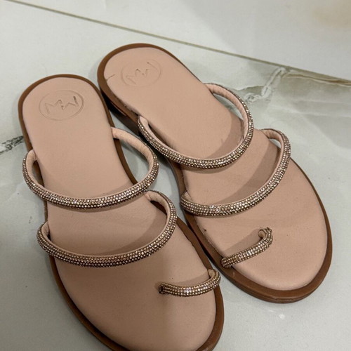 Beige sandal with silver rhinestones size 36 like new