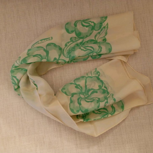 Square scarf like new, white and green
