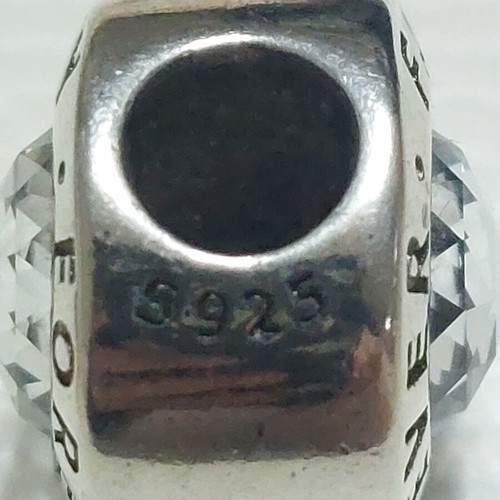 Pandora charm new with large zirconia and family for ever engraving