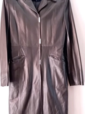 Genuine leather black women's coat S Grecopel new