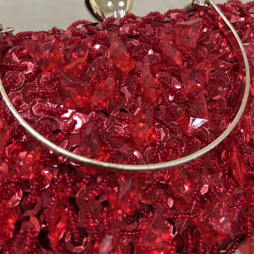 Red evening clutch bag, handmade