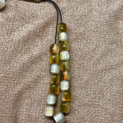 Two-tone worry beads in white and honey shades like new