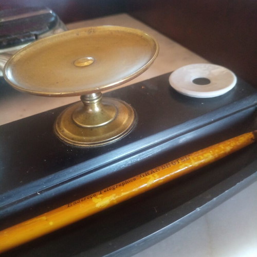 Vintage desk set used with inkwell stand and collectible pencil