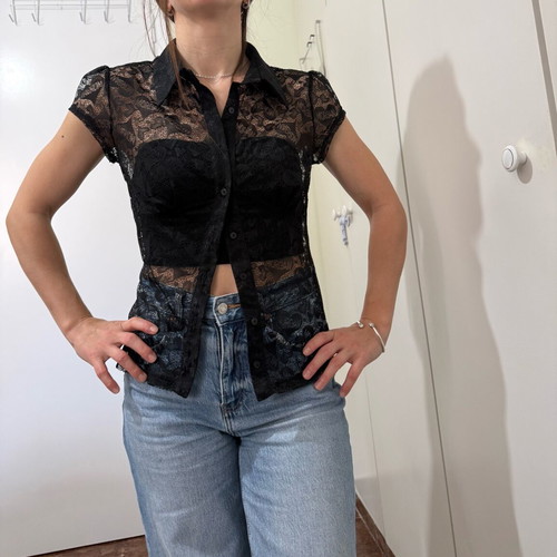 Morgan lace shirt like new, black, size S