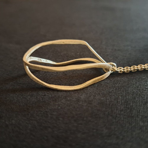 Minimal long necklace with sculptural silver 925 motif