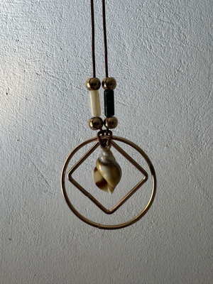 Handmade minimal necklace with geometric pendant and shell like new