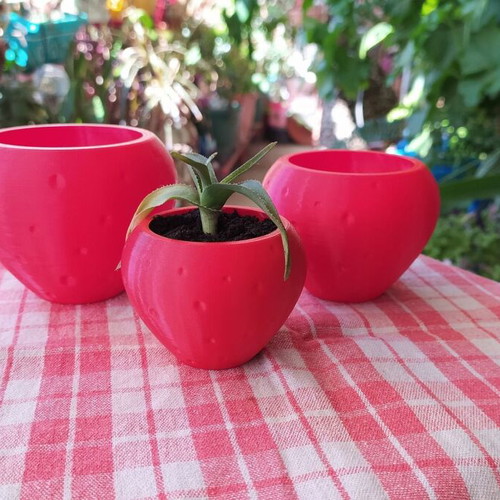 Strawberry flowerpots set of 3 3D printed new