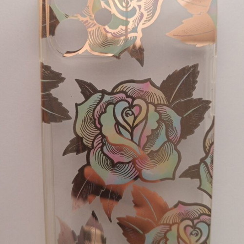 iPhone 12/12Pro case new, transparent with holographic flowers