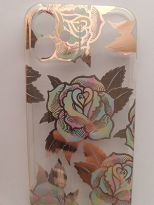 iPhone 12/12Pro case new, transparent with holographic flowers