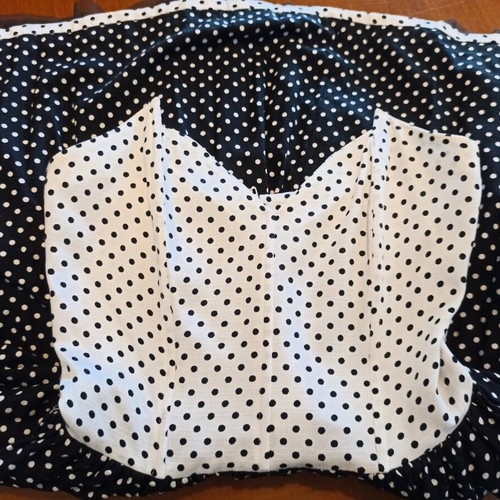 Vintage dress used, strapless, small, black and white