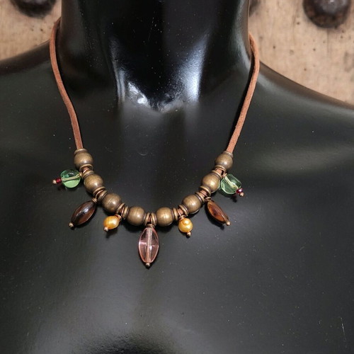 Handmade necklace with semiprecious stones and pearls new, boho style