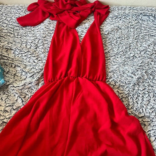 Red one size romper like new