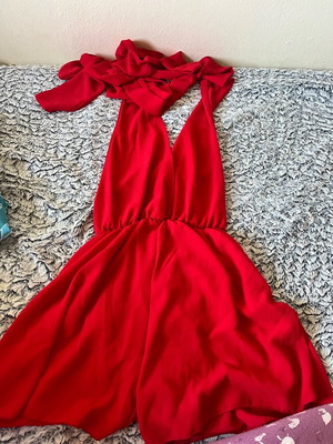 Red one size romper like new