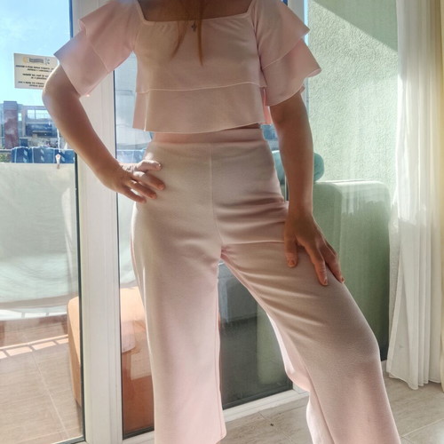 Boohoo women's two-piece suit, delicate pink