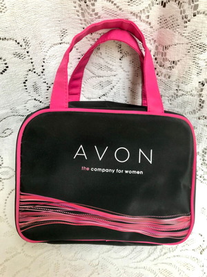 Avon Νεσεσερ συλλεκτικό μεγάλο Μαύρο Ροζ Φούξια με εργονομικές θήκες και πολύ χώρο για καλλυντικά